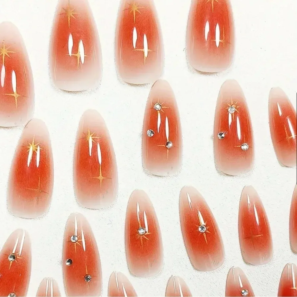 ✨24pcs-Orange Gradient Press-On Nails✨ So easy to put on